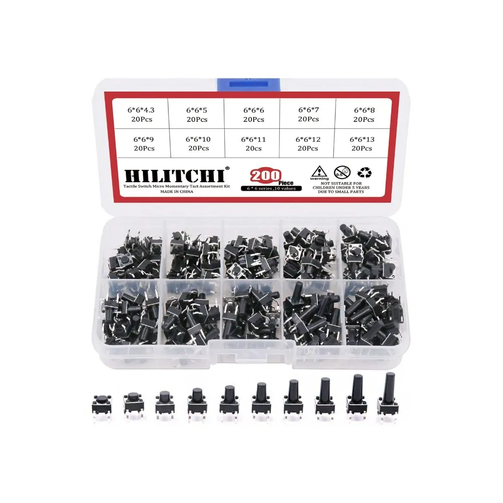 Generic Tactile DIP Switch Kit - Black Assortment (10 Types) | Versatile Control | Prototyping Essentials