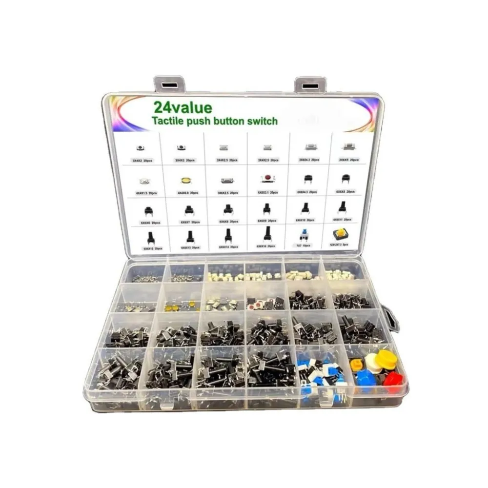 Generic 2P/4P Touch Button Switch Kit - 24 Values (Assorted Tactile)
