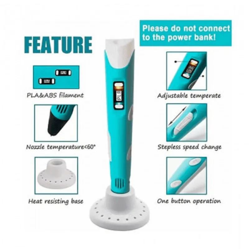 2nd Gen LCD 3D Printing Pen Kit - Blue EU Plug - Image 2