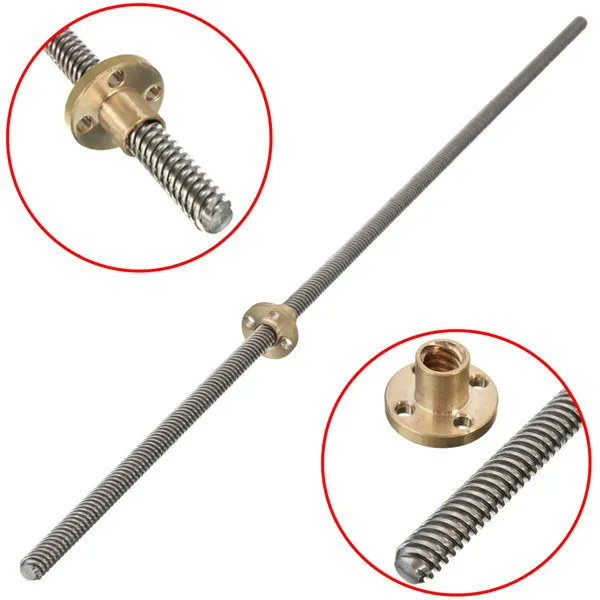 300mm Trapezoidal Single Start Lead Screw with Copper Nut - Image 2