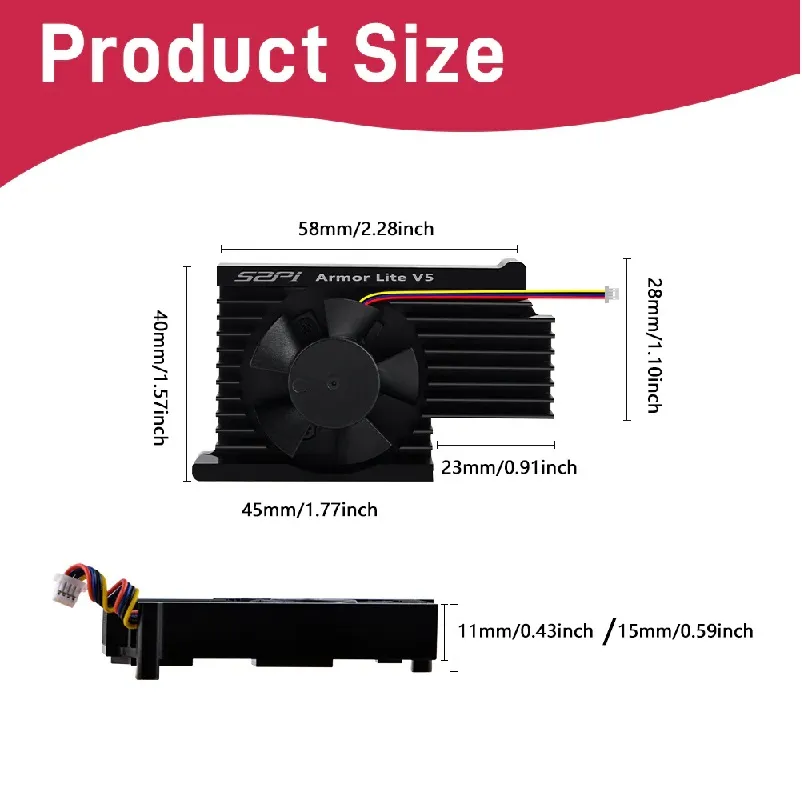 52Pi Armor Lite V5 Heatsink with Fan for Raspberry Pi 5 - Image 6