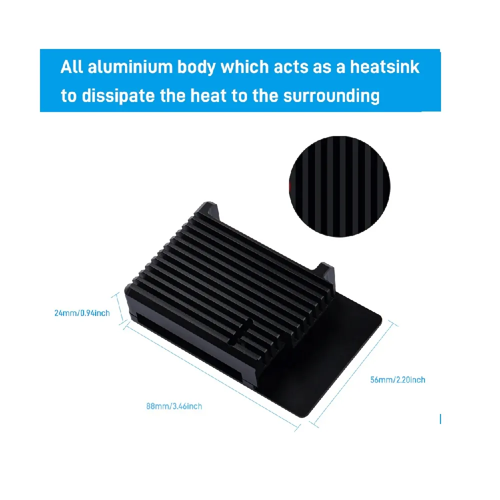 52Pi Raspberry Pi 5 Aluminum Black Passive Cooling Case - Image 5
