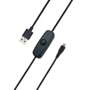 5V 3A USB Micro USB Power Cable with LED for Pi 3B+