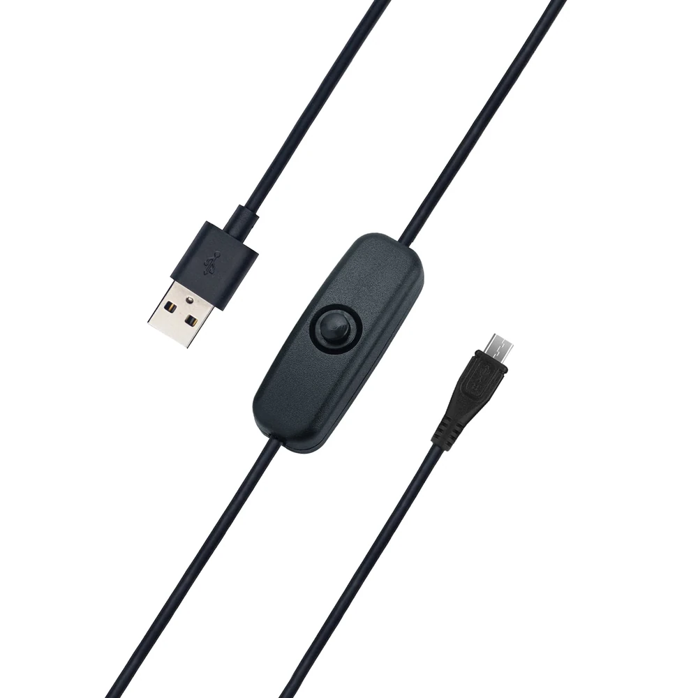5V 3A USB Micro USB Power Cable with LED for Pi 3B+