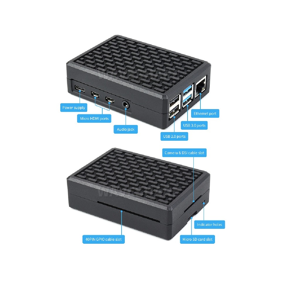 Aluminum Grid Grooved Case for Raspberry Pi 4 - Image 5
