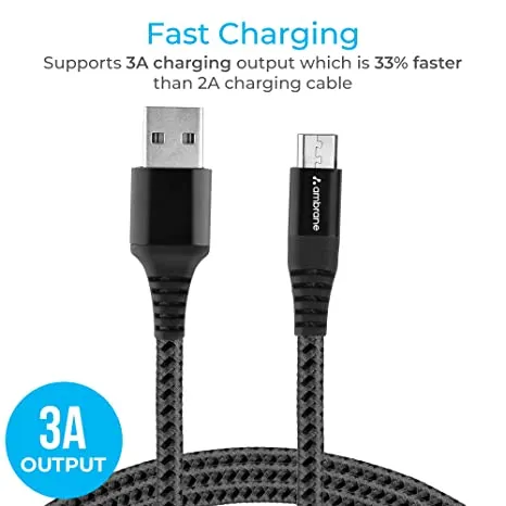 Ambrane 3A Fast Charging Braided Micro USB Cable - Image 2