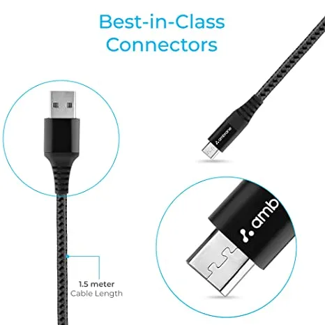 Ambrane 3A Fast Charging Braided Micro USB Cable - Image 3