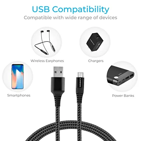 Ambrane 3A Fast Charging Braided Micro USB Cable - Image 5