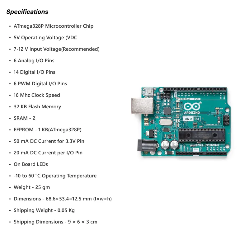 Arduino Uno Rev3 Development Board (A000066) - Image 3
