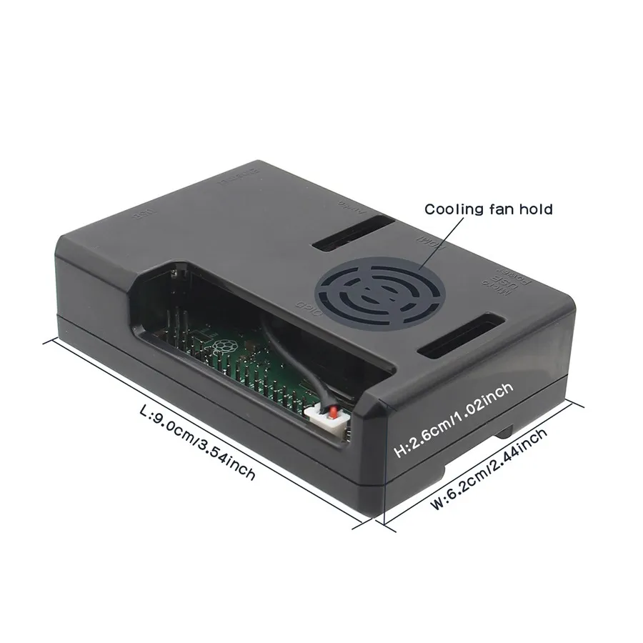 Black ABS Case for Raspberry Pi 3/3+ with Fan Slot - Image 3