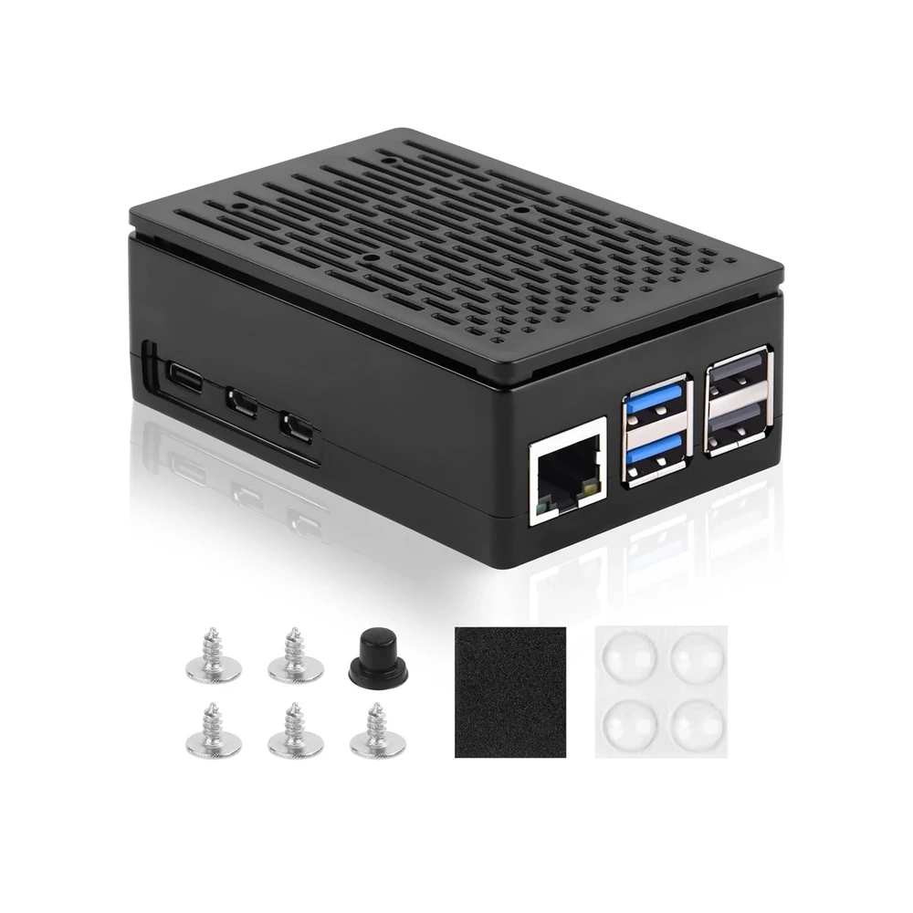 Black ABS Striped Case for Raspberry Pi 5 - Image 2