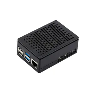 Black ABS Striped Case with 3007 Cooler for Raspberry Pi 5