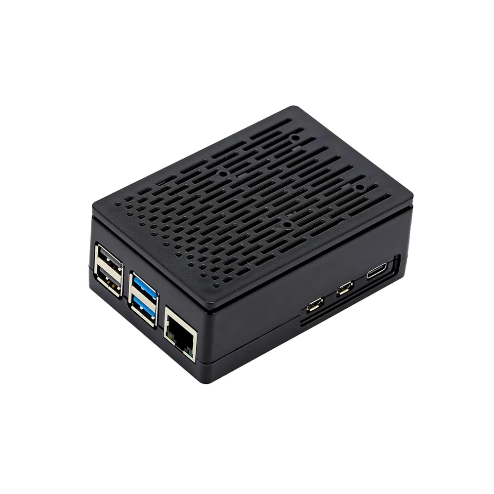 Black ABS Striped Case with 3007 Cooler for Raspberry Pi 5