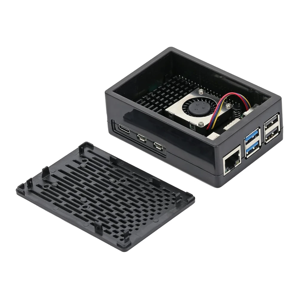 Black ABS Striped Case with 3007 Cooler for Raspberry Pi 5 - Image 2