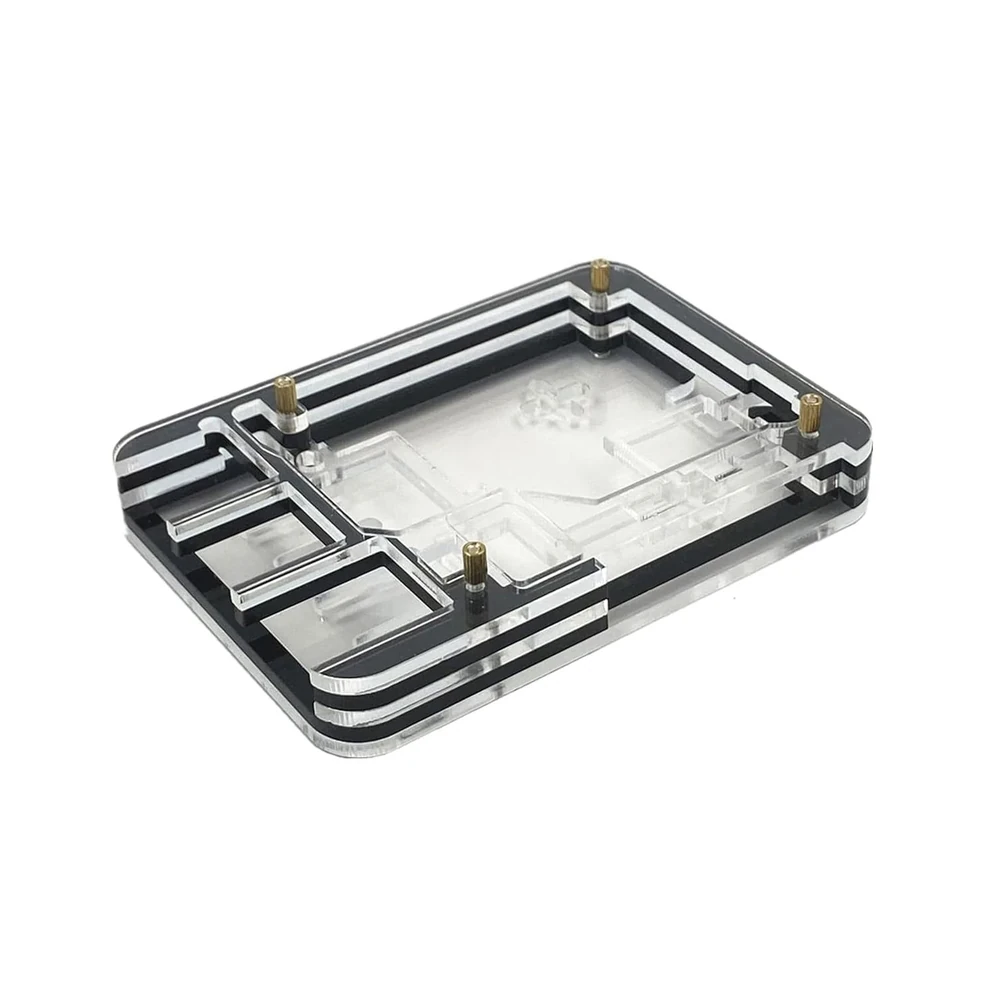 Black Acrylic 5-Layer Case for Raspberry Pi 5 with Fan Support
