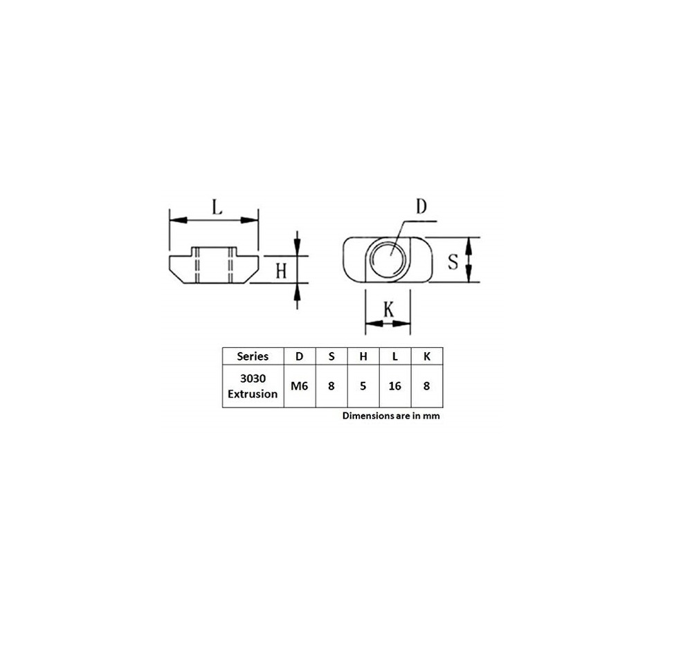 EasyMech M6 T-Nut Hammer Head for 3030 Aluminum Extrusion - Image 3