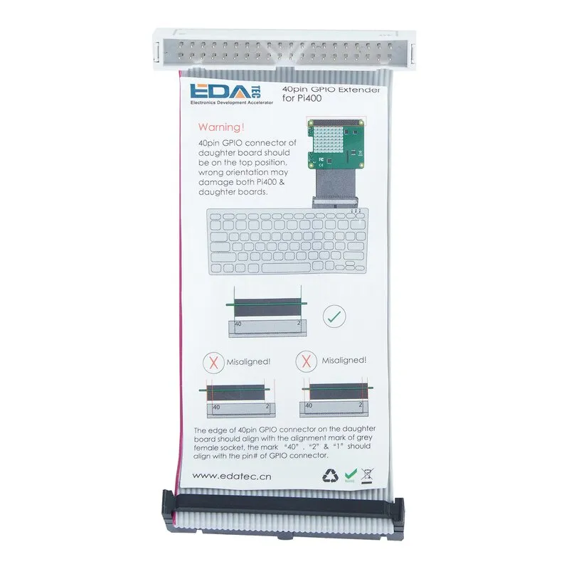 EDATEC 40-pin GPIO Extender Cable for Pi400, Grey - Image 2