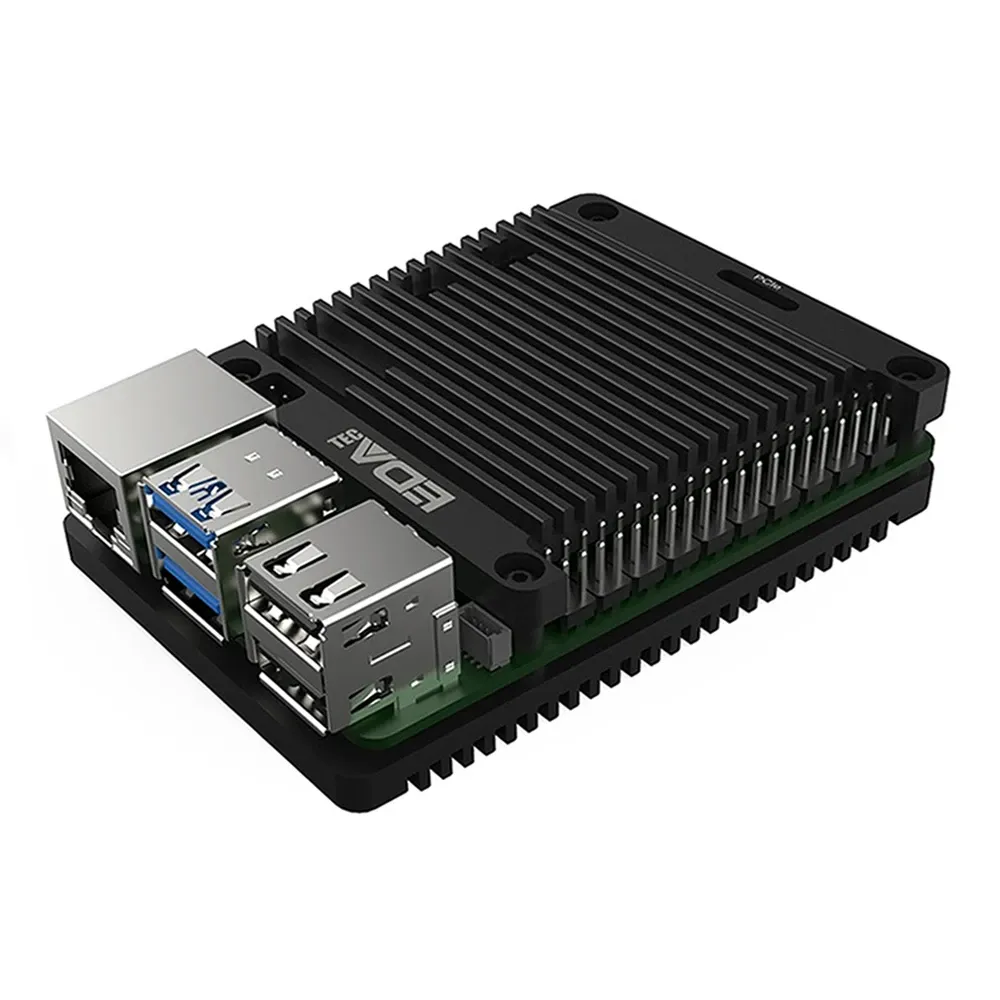 EDATEC Passive Cooling CNC Case for Raspberry Pi 5 - Black
