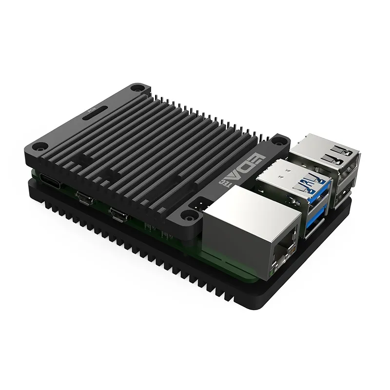 EDATEC Passive Cooling CNC Case for Raspberry Pi 5 - Black - Image 2