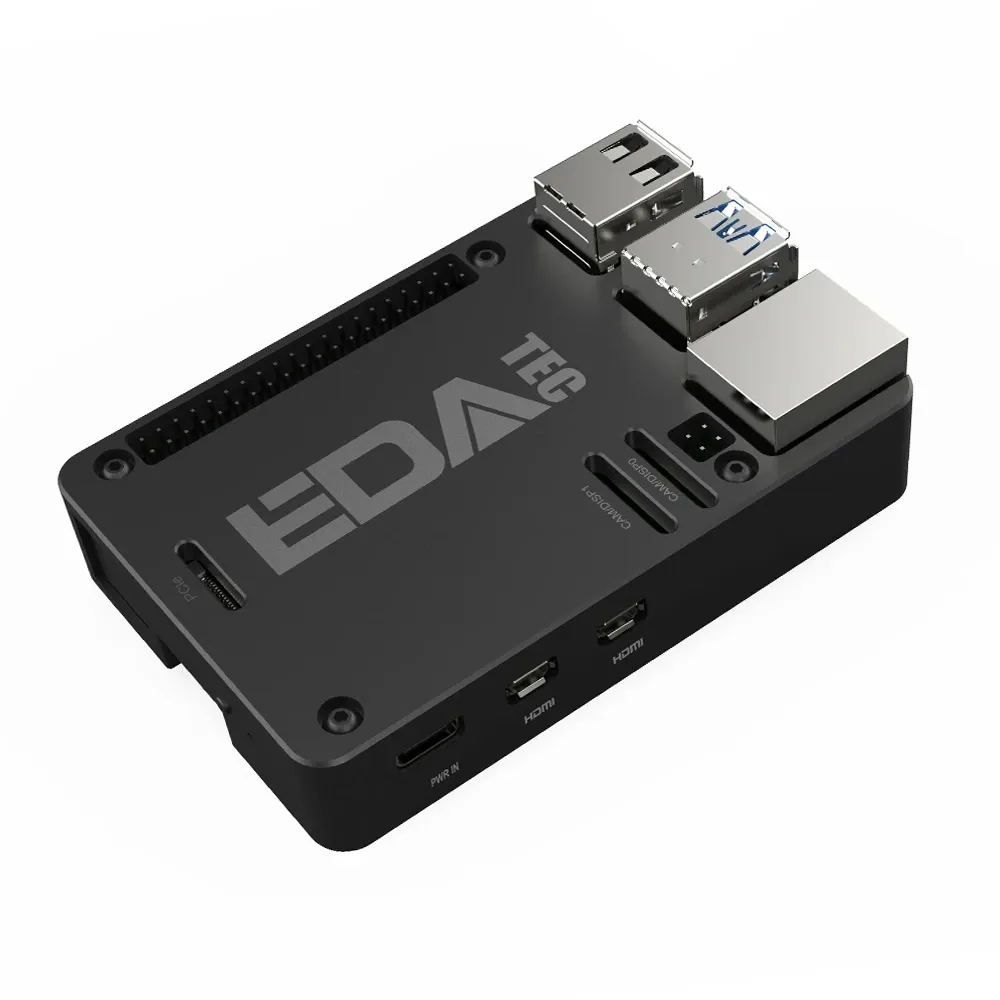 EDATEC Raspberry Pi 5 Passive Cooling CNC Box Black
