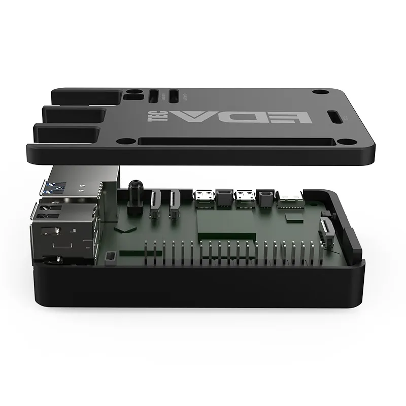 EDATEC Raspberry Pi 5 Passive Cooling CNC Box Black - Image 3