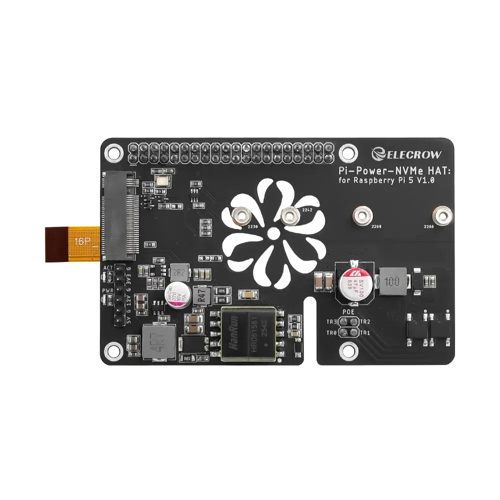 Elecrow Pi Power M.2 NVMe & PoE+ HAT for Raspberry Pi 5 - Image 3