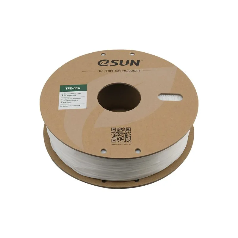 eSUN eLastic TPE-83A White 1.75mm 1kg 3D Printer Filament - Image 3