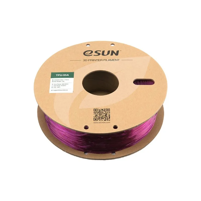 eSUN TPU-95A 1.75mm Transparent Purple Flexible Filament 1kg - Image 2