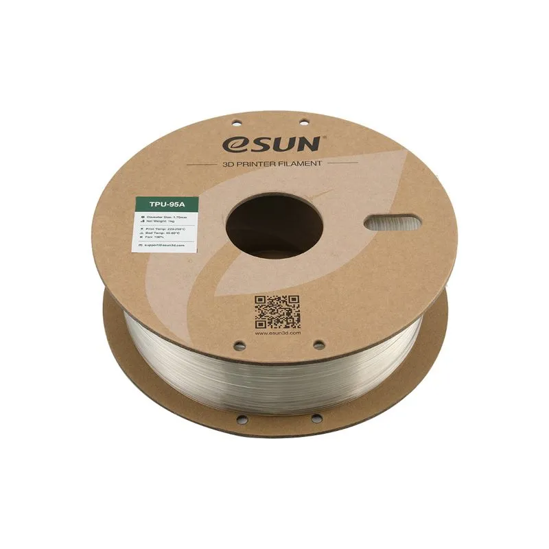 eSUN TPU-95A Clear 1.75mm Flexible 3D Printer Filament 1kg - Image 2