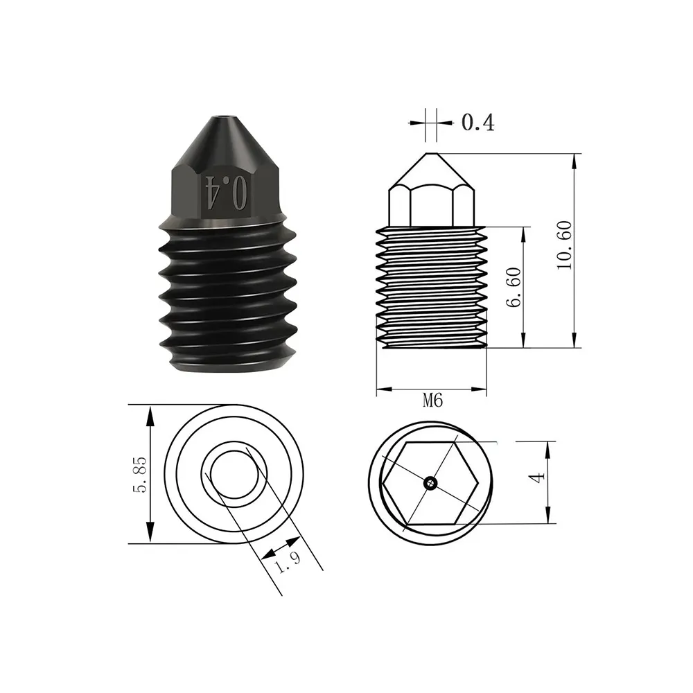 FYDA Hardened Steel Nozzle for Bambu Lab A1 Mini 0.4mm - Image 2