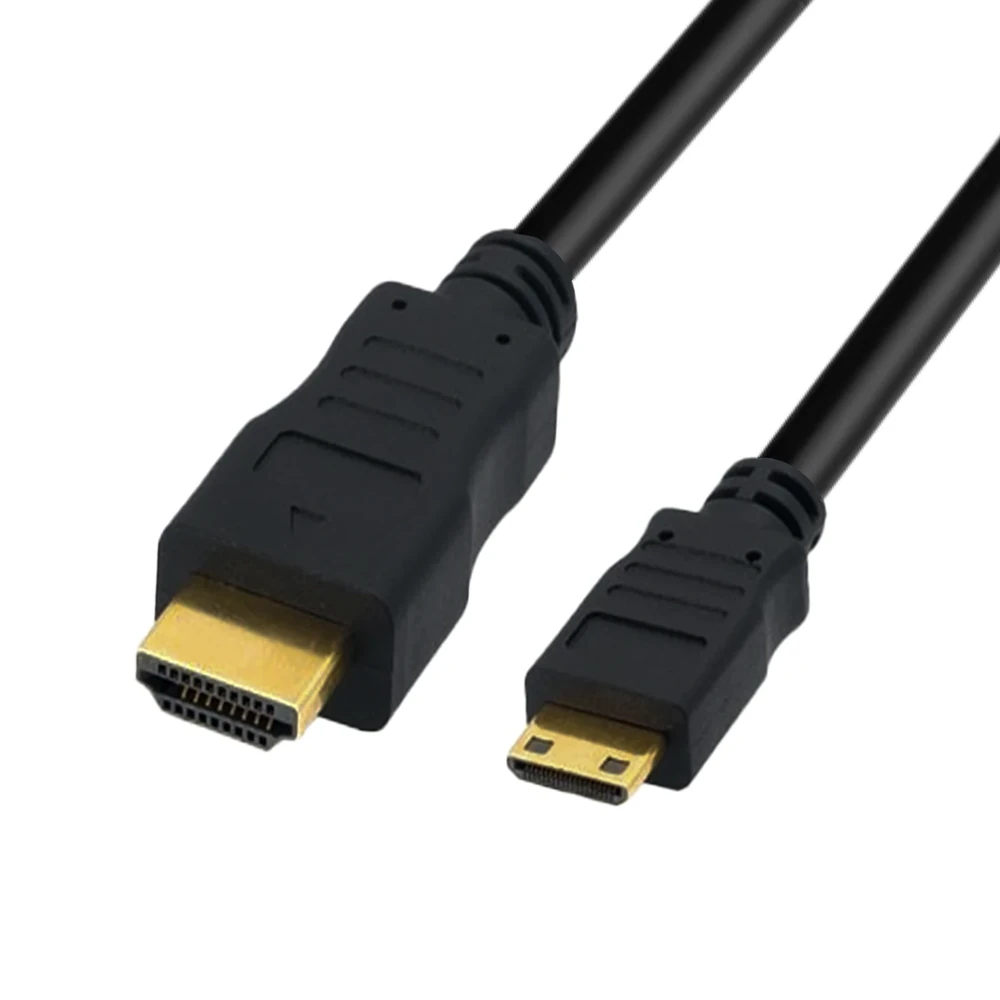 Mini HDMI to HDMI Cable - 1 Meter, Round, Black