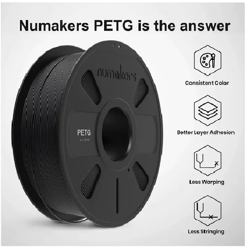 Numakers PETG-HS Filament - Pitch Black 1.75mm 1kg - Image 4