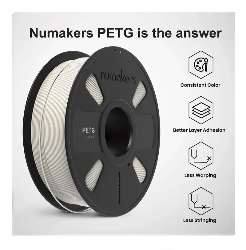Numakers PETG-HS Filament - Pure White (1.75mm, 1kg) - Image 4