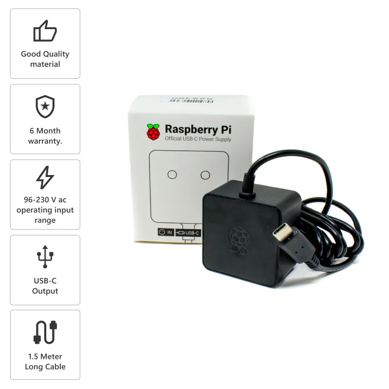 Official USB-C 15.3W Power Supply for Raspberry Pi 4 - Black - Image 5