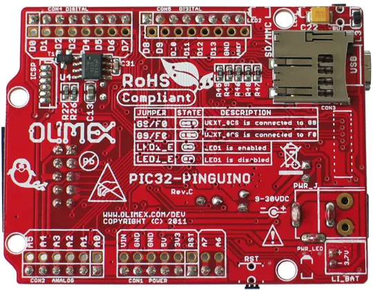 Olimex PIC32-PINGUINO-OTG PIC32MX440F256H USB Dev Board - Image 2