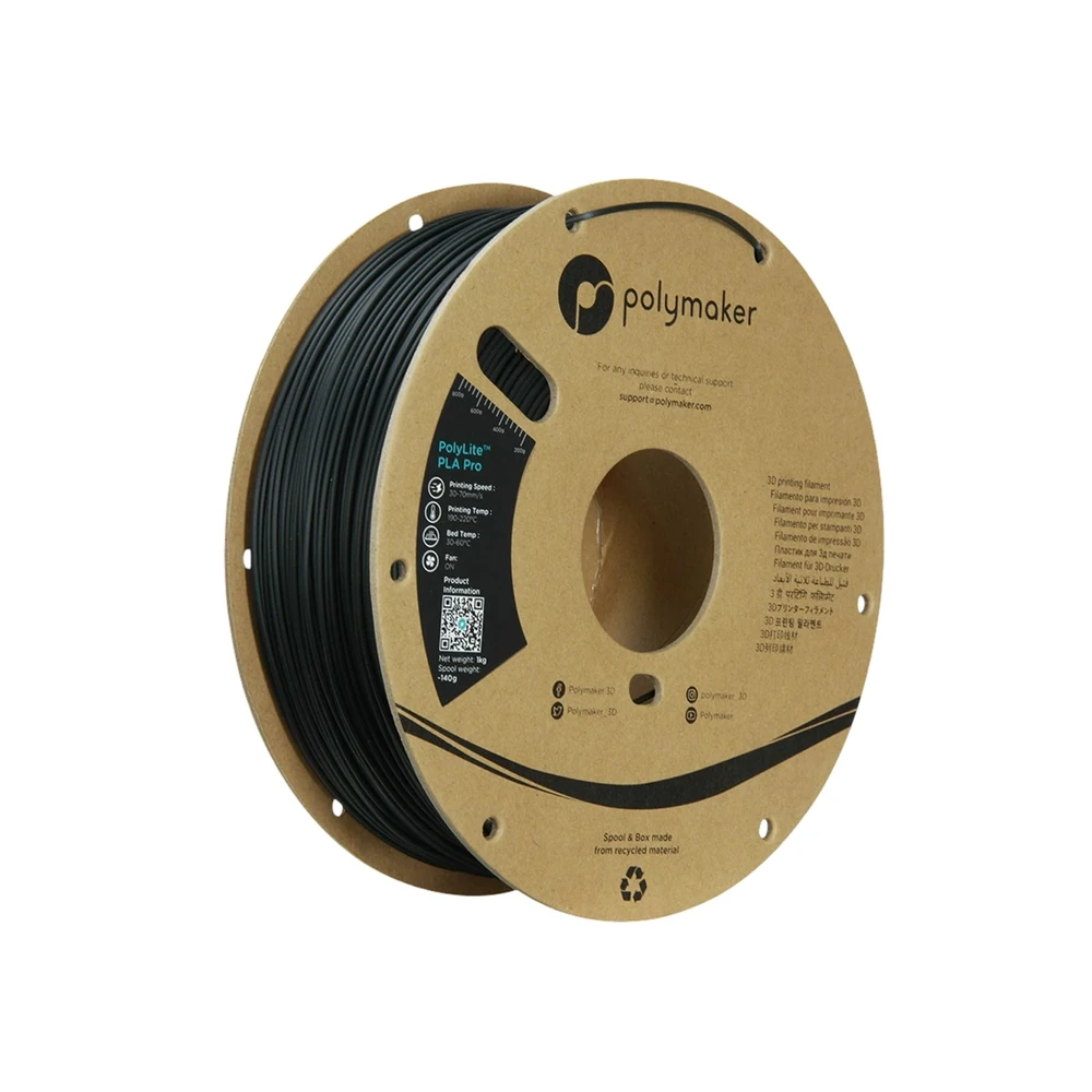 Polymaker PolyLite PLA Pro Black 1.75mm 1kg Filament