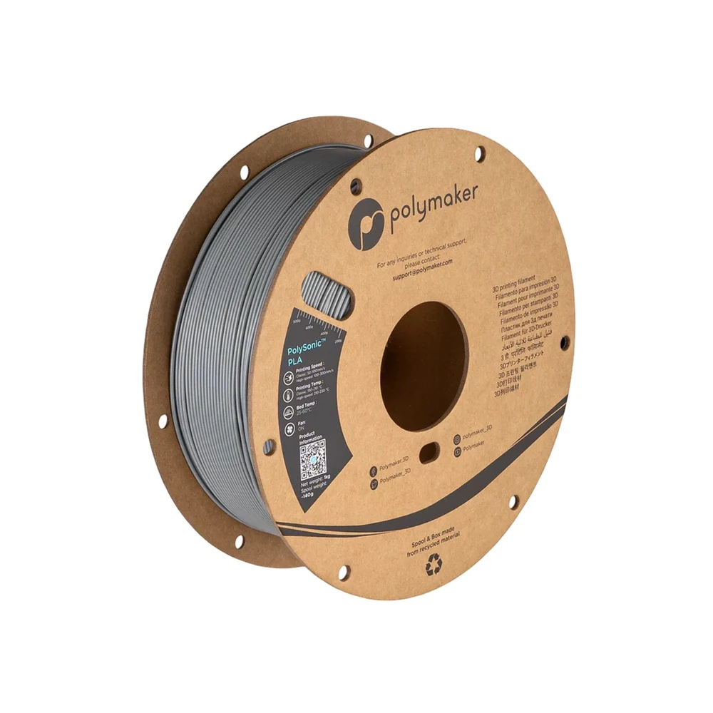 Polymaker PolySonic PLA 1.75mm Grey Filament 1kg
