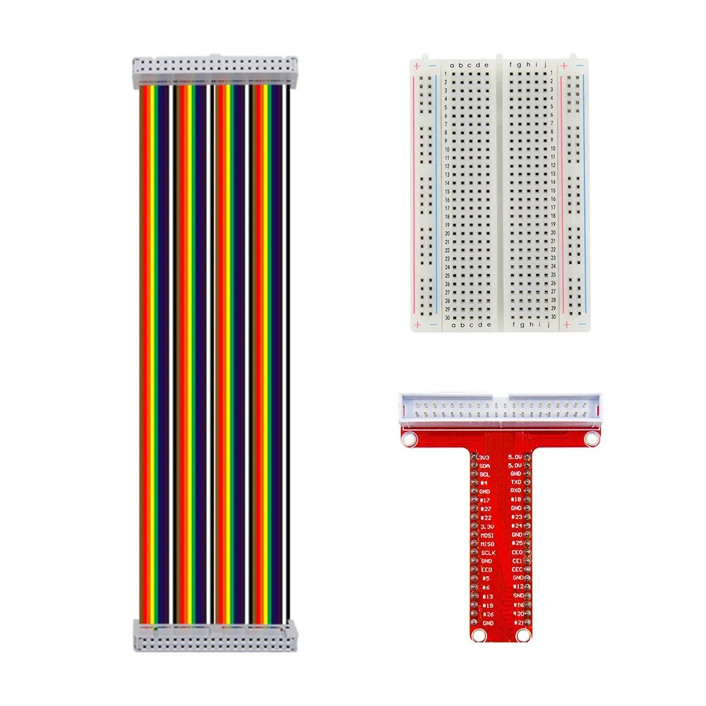 Raspberry Pi 3 T-Type GPIO Breakout Kit w/ Cable & Breadboard - Image 4
