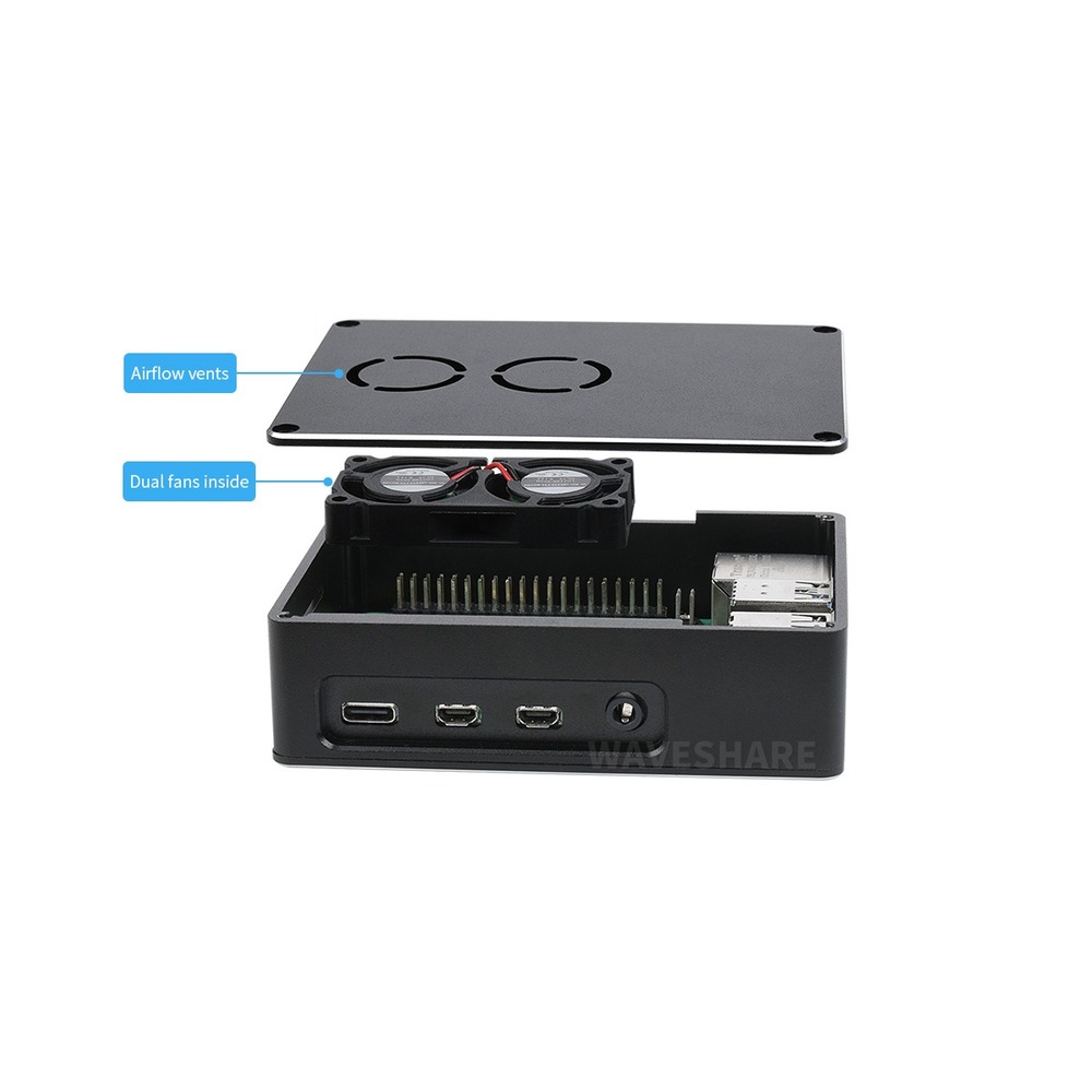 Raspberry Pi 4 Dual Fan Aluminum Cooling Case - Image 4