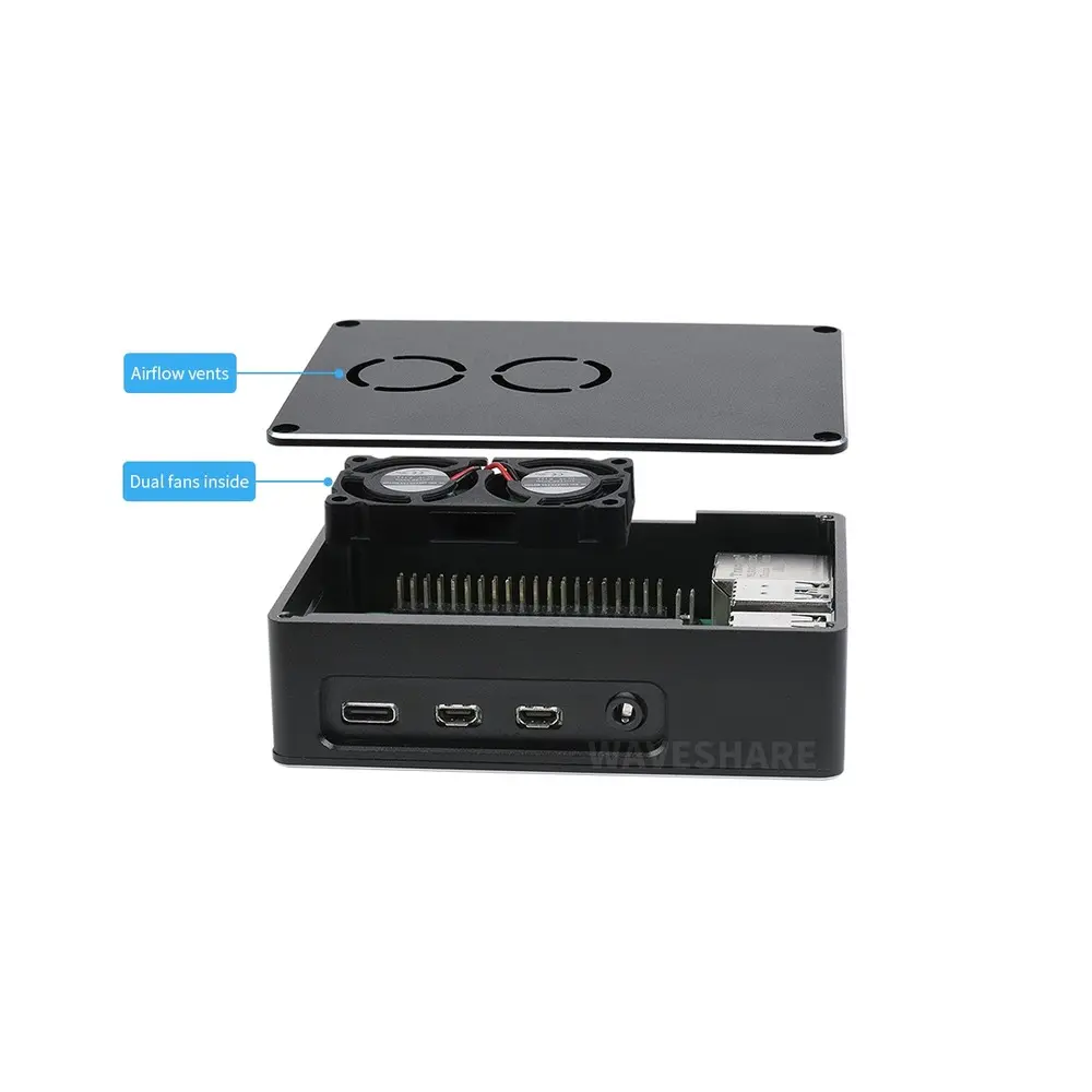 Raspberry Pi 4 Dual Fan Aluminum Cooling Case - Image 4