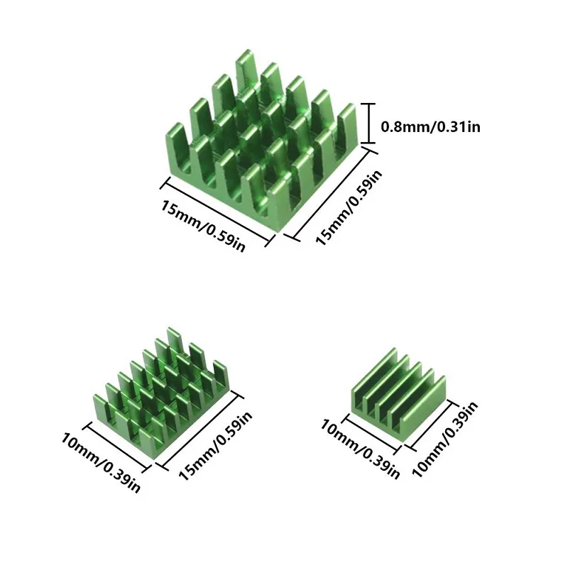 Raspberry Pi 4B Aluminum Heat Sink Set - Green - Image 3