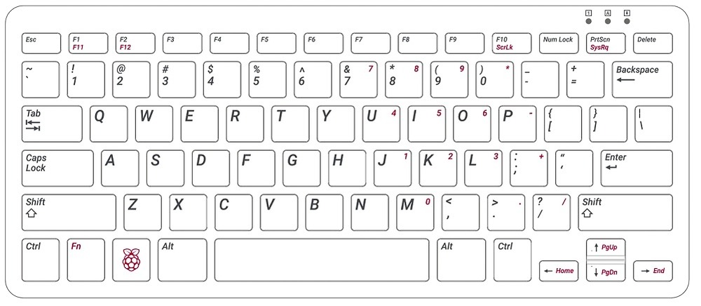 Raspberry Pi Keyboard - US Layout, White/Red - Image 2