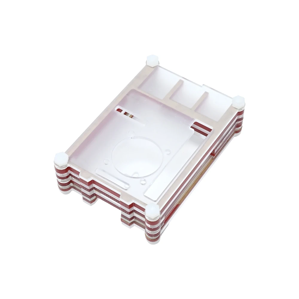 Red/Clear 9-Layer Acrylic Case for Raspberry Pi 4B