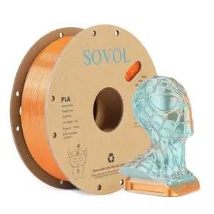 SOVOL Silk Dual Color PLA Filament, Acid Blue+Orange 1kg