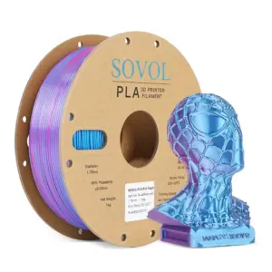 SOVOL Silk Dual Color PLA Filament, Blue+Rose Red