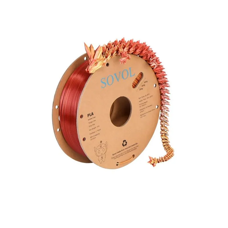 SOVOL Silk Tricolor PLA Filament 1.75mm Gold Silver Copper - Image 2