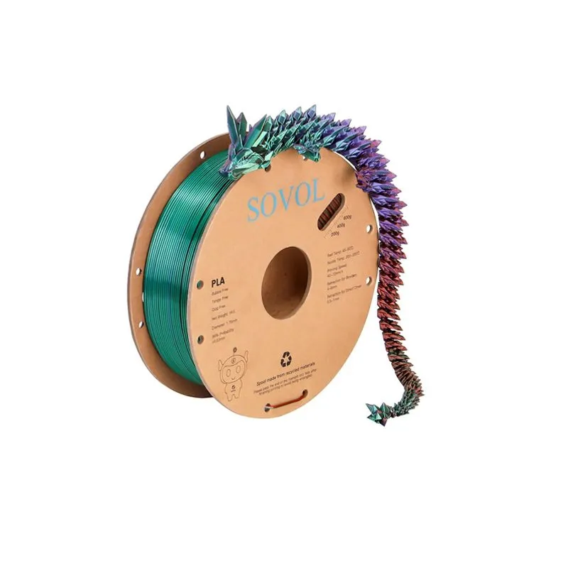 SOVOL Silk Tricolor PLA Filament - Copper, Purple, Green 1kg