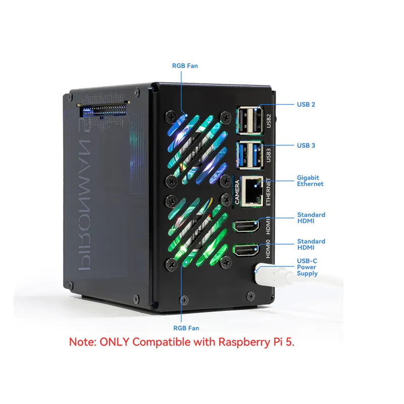 SunFounder Pironman 5-MAX Dual NVMe Case for Raspberry Pi 5 - Image 2
