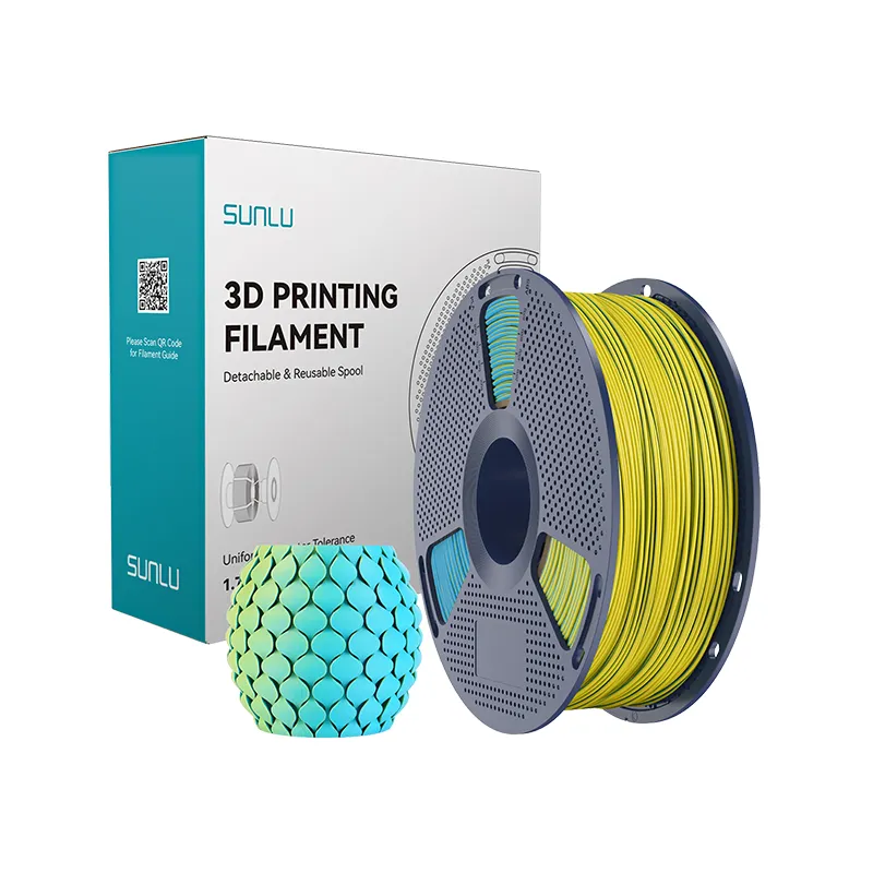 SUNLU PLA Matte Dual Color 1.75mm Filament - Yellow/Cyan 1kg - Image 4
