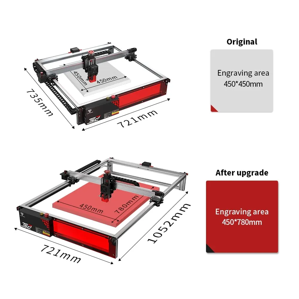 Two Trees TS2 Laser Engraver Extension Kit 450x780mm - Image 2